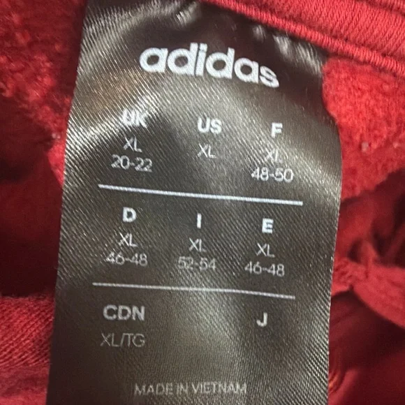 Adidas Three Striped Red Warm Gym Warm Up Jog Run Pullover Hoodie Size XL - Picture 2 of 8